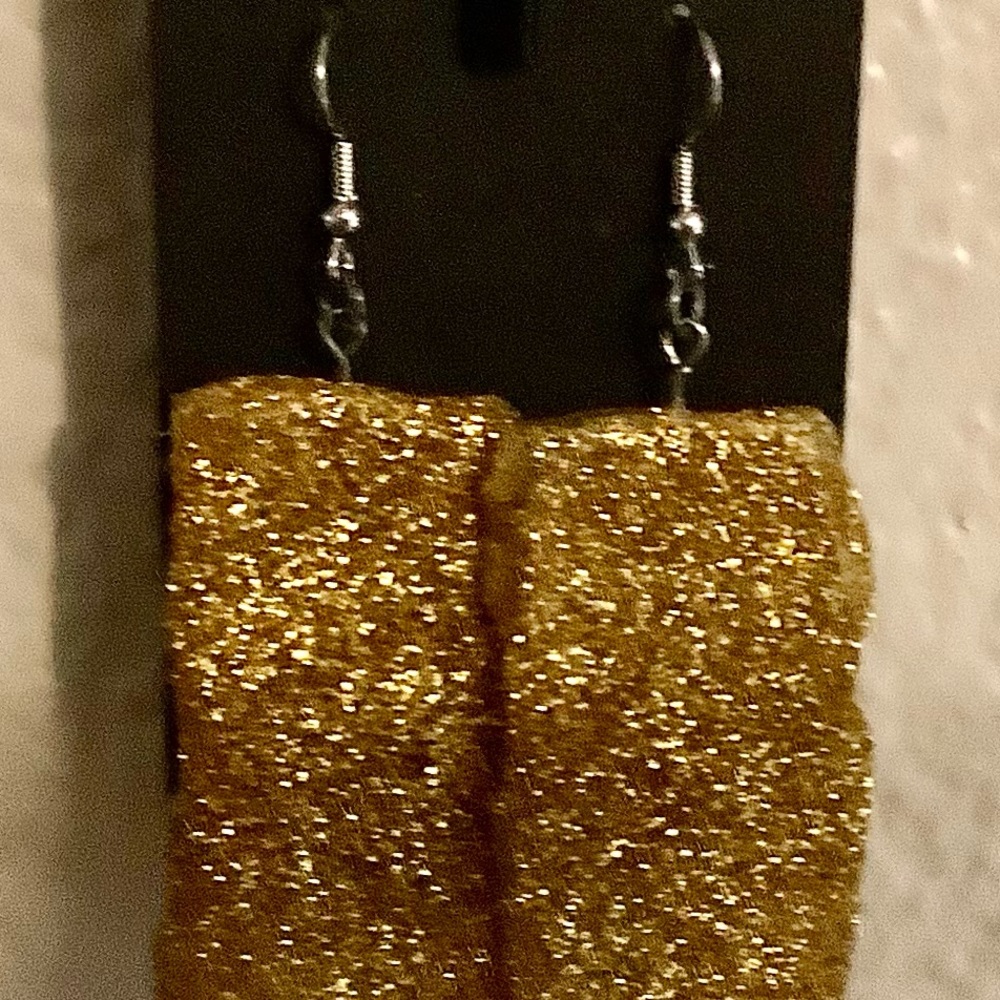 Gold Glitter Glue Earrings
